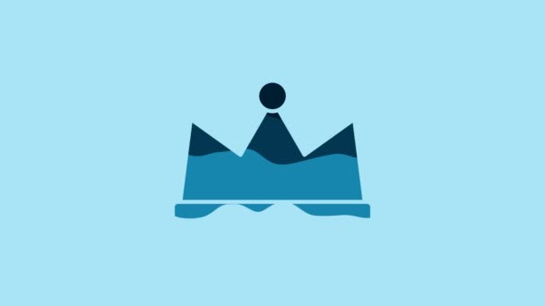 Ікона Blue Crown Ізольована Синьому Тлі Відеографічна Анімація — стокове відео