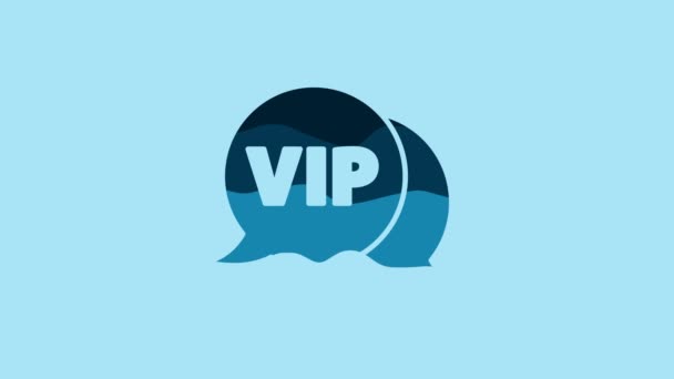 Blue Vip Speech Bubble Icon Isolated Blue Background Video Motion — 图库视频影像