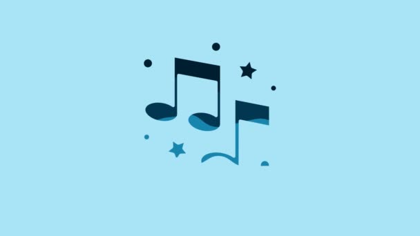 Blue Music Note Tone Icon Isolated Blue Background Video Motion — Stockvideo