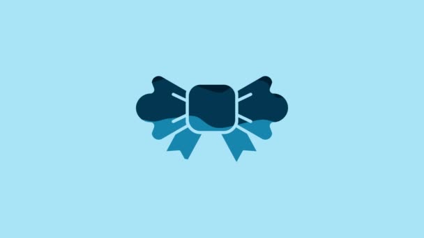 蓝色弓形领带图标孤立在蓝色背景上 4K视频运动图形动画 — 图库视频影像