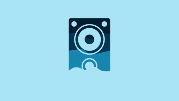 Blue Stereo Speaker Icon Isolated Blue Background Sound System Speakers — Vídeo de stock