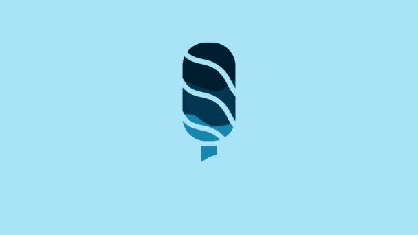 Blue Ice Cream Icon Isolated Blue Background Sweet Symbol Video — Video Stock