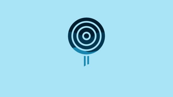 Blue Lollipop Icon Isolated Blue Background Candy Sign Food Delicious — Stockvideo