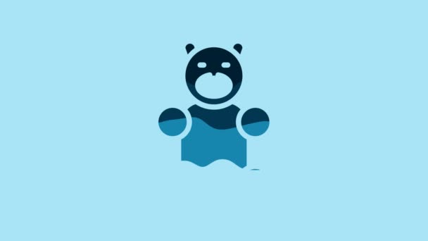 Blue Jelly Bear Candy Icon Isolated Blue Background Video Motion — Wideo stockowe