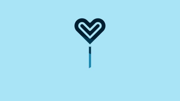 Blue Lollipop Icon Isolated Blue Background Food Delicious Symbol Video — Vídeo de stock