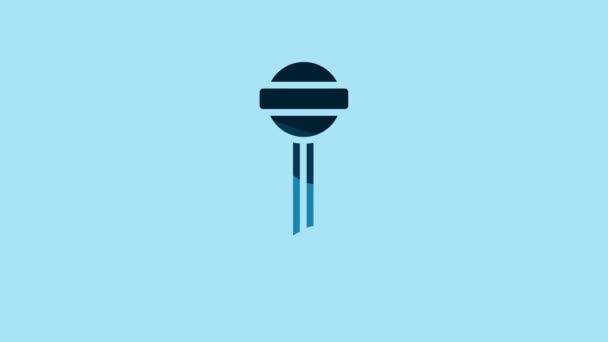 Blue Lollipop Icon Isolated Blue Background Food Delicious Symbol Video — Stok Video