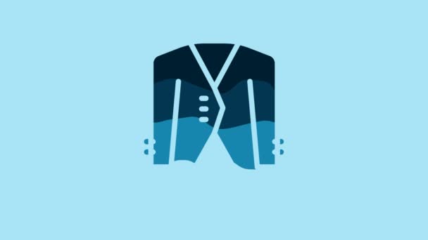 Blue Suit Icon Isolated Blue Background Tuxedo Wedding Suits Necktie — Video Stock
