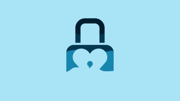 Blue Lock Heart Icon Isolated Blue Background Locked Heart Love — Vídeo de Stock