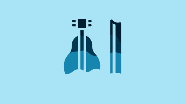 Blue Violin Icon Isolated Blue Background Musical Instrument Video Motion — Video