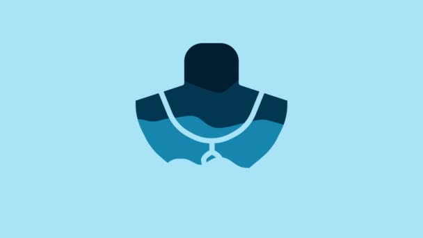 Blue Necklace Mannequin Icon Isolated Blue Background Video Motion Graphic — Vídeo de stock