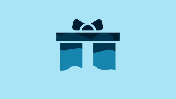 Blue Gift Box Icon Isolated Blue Background Happy Birthday Video — Αρχείο Βίντεο
