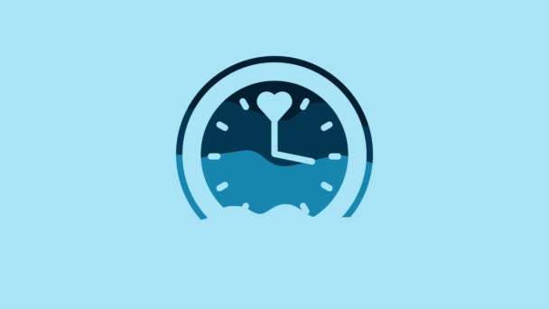 Blue Clock Icon Isolated Blue Background Time Symbol Video Motion — Stok video