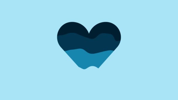 Blue Heart Icon Isolated Blue Background Romantic Symbol Linked Join — Wideo stockowe