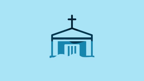 Blue Old Crypt Icon Isolated Blue Background Cemetery Symbol Ossuary — Wideo stockowe