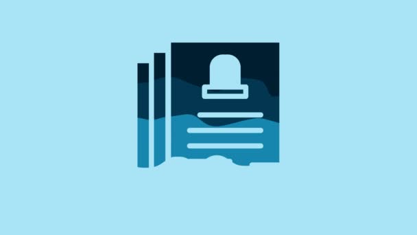 Blue Death Certificate Icon Isolated Blue Background Video Motion Graphic — Wideo stockowe