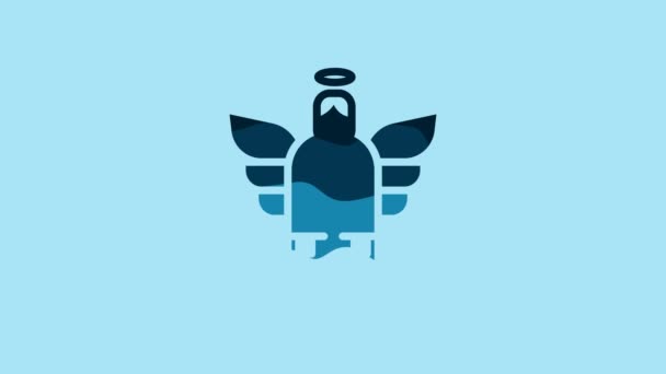 Blue Christmas Angel Icon Isolated Blue Background Video Motion Graphic — Vídeos de Stock