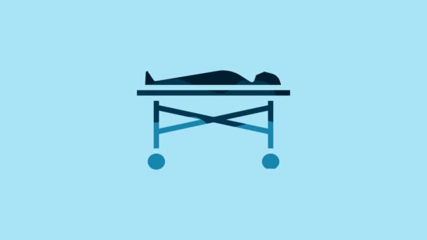 Blue Dead Body Morgue Icon Isolated Blue Background Video Motion — Vídeos de Stock