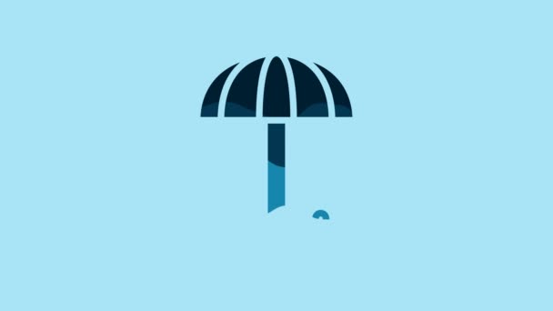 Blue Classic Elegant Opened Umbrella Icon Isolated Blue Background Rain — Stockvideo