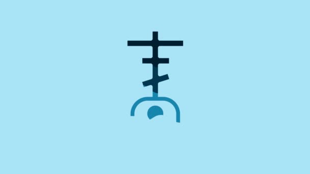 Blue Grave Cross Icon Isolated Blue Background Video Motion Graphic — 图库视频影像