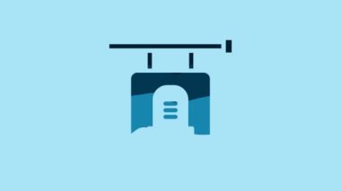 Blue Signboard tombstone icon isolated on blue background. 4K Video motion graphic animation.