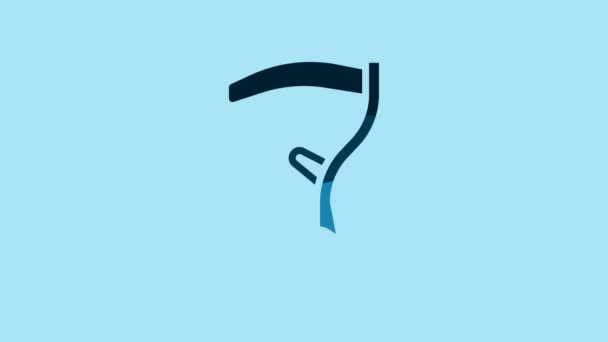 Blue Scythe Icon Isolated Blue Background Happy Halloween Party Video — Stockvideo