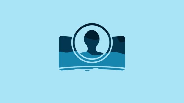 Blue Create Account Screen Icon Isolated Blue Background Video Motion — Vídeo de stock