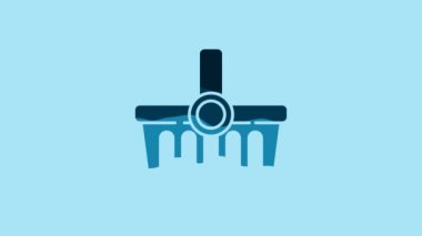 Blue Shopping basket icon isolated on blue background. Online buying concept. Delivery service sign. Shopping cart symbol. 4K Video motion graphic animation.