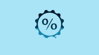 Blue Discount percent tag icon isolated on blue background. Shopping tag sign. Special offer sign. Discount coupons symbol. 4K Video motion graphic animation.