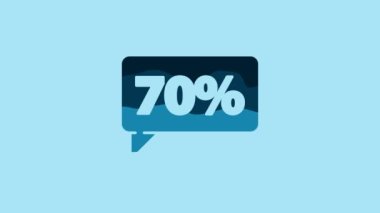 Blue Seventy discount percent tag icon isolated on blue background. Shopping tag sign. Special offer sign. Discount coupons symbol. 4K Video motion graphic animation.
