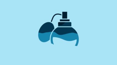 Blue Perfume icon isolated on blue background. 4K Video motion graphic animation.