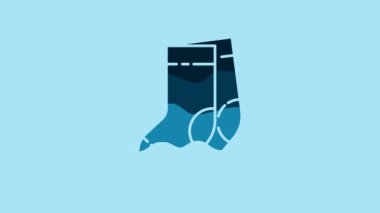 Blue Socks icon isolated on blue background. 4K Video motion graphic animation.