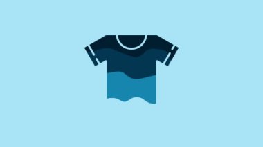 Blue T-shirt icon isolated on blue background. 4K Video motion graphic animation.