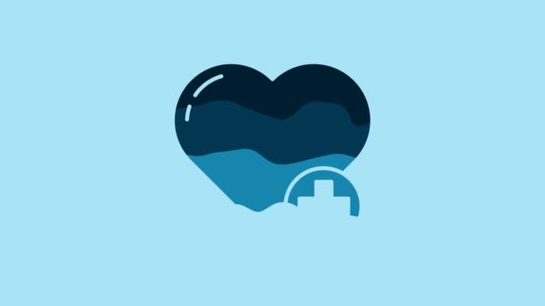 Blue Heart Icon Isolated Blue Background Romantic Symbol Linked Join — Vídeos de Stock