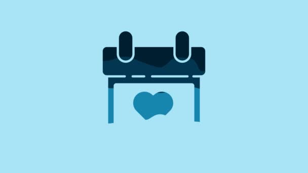 Blue Calendar Heart Icon Isolated Blue Background Valentines Day Love — Vídeo de Stock