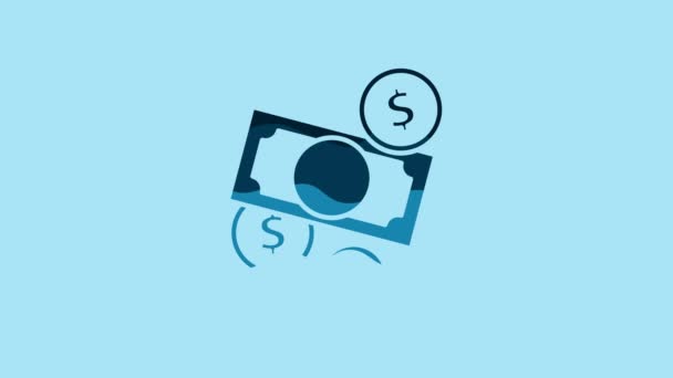 Blue Stacks Paper Money Cash Coin Money Dollar Symbol Icon — Vídeos de Stock