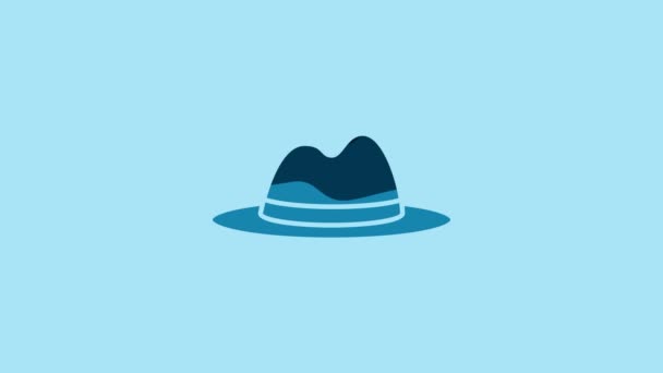 Blue Man Hat Ribbon Icon Isolated Blue Background Video Motion — Stok Video