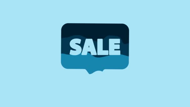 Blue Hanging Sign Text Sale Icon Isolated Blue Background Signboard — Wideo stockowe