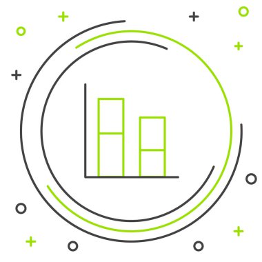 Çizelge, çizelge, çizelge, diyagram, bilgi, beyaz arkaplanda izole edilmiş turta grafik simgesi. Renkli taslak konsepti. Vektör.