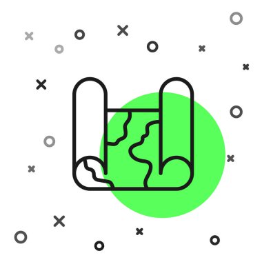 Siyah çizgi katlanmış harita simgesi beyaz arkaplanda izole edildi. Vektör.