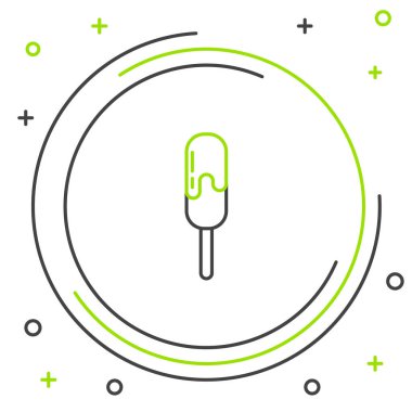 Beyaz arka planda izole edilmiş çizgi dondurma ikonu. Güzel sembol. Renkli taslak konsepti. Vektör.