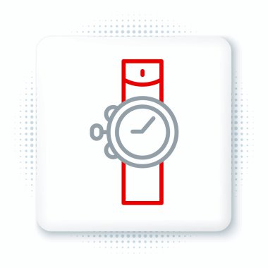 Çizgi bilek izleme simgesi beyaz arkaplanda izole edildi. Kol saati simgesi. Renkli taslak konsepti. Vektör.