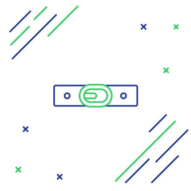 Beyaz arka planda izole edilmiş düğmeli çelik toka ikonu olan çizgili deri kemer. Renkli taslak konsepti. Vektör.