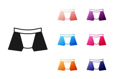 Siyah adam iç çamaşırı simgesi beyaz arka planda izole edilmiş. Erkek iç çamaşırı. Simgeleri renklendirin. Vektör.