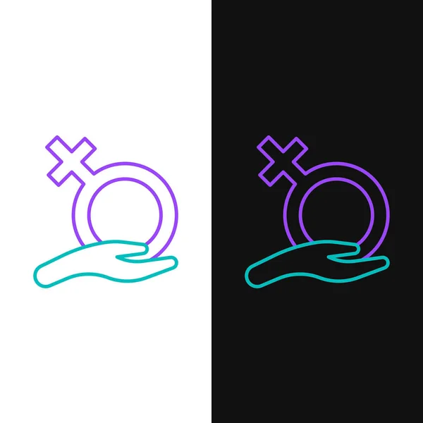 Line Female gender symbol icon isolated on white and black background. Venus symbol. The symbol for a female organism or woman. Colorful outline concept. Vector.