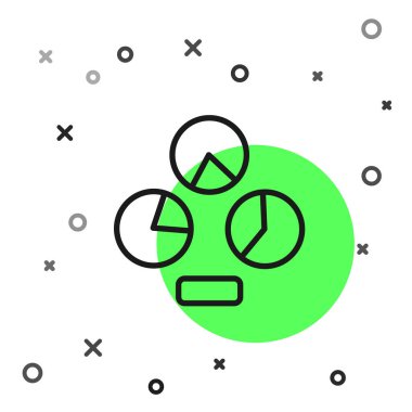 Beyaz arkaplanda siyah çizgi pasta grafiği bilgi simgesi izole edildi. Diyagram çizelgesi. Vektör.