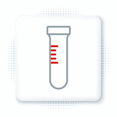 Çizgi Test tüpü ve kimyasal test ikonu beyaz arka planda izole edildi. Laboratuvar cam levhası. Renkli taslak konsepti. Vektör