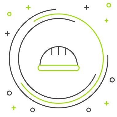 Beyaz arkaplanda çizgi işçisi kaskı simgesi izole edildi. Renkli taslak konsepti. Vektör.