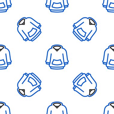 Line Hoodie icon isolated seamless pattern on white background. Hooded sweatshirt. Colorful outline concept. Vector