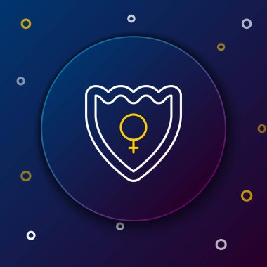 Line Gender shield, Female icon isolated on blue background. Colorful outline concept. Vector