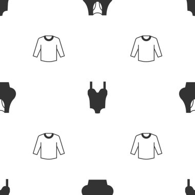 Set Undershirt Swimsuit and Sweater on seamless pattern. Vector.